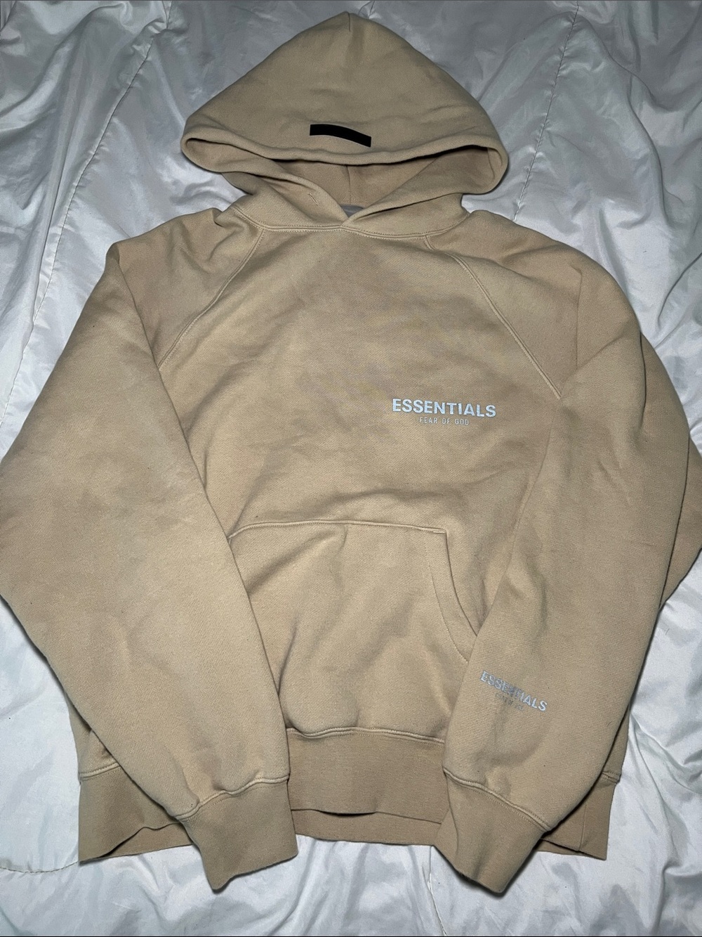 Essentials Men's Tan Hoodie with Subtle Logo